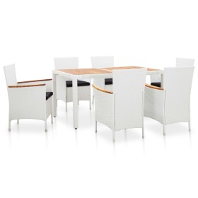 Garden dining set 7 pieces white synthetic rattan by vidaXL, Garden sets - Ref: Foro24-45981, Price: 404,81 €, Discount: %