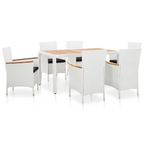 Garten-Essgruppe 7-teilig aus weißem synthetischem Rattan von vidaXL, Gartensets - Ref: Foro24-45981, Preis: 421,31 €, Rabatt: %