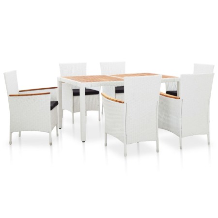 Garden dining set 7 pieces white synthetic rattan by vidaXL, Garden sets - Ref: Foro24-45981, Price: 426,89 €, Discount: %