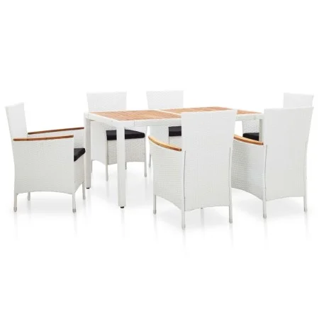 Garden dining set 7 pieces white synthetic rattan by vidaXL, Garden sets - Ref: Foro24-45981, Price: 421,31 €, Discount: %