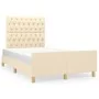 Bettgestell mit cremefarbenem Stoffkopfteil 120x190 cm von , Betten und Lattenroste - Ref: Foro24-3270539, Preis: 191,39 €, R...