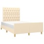 Bed frame with cream fabric headboard 120x190 cm by , Beds and slatted bases - Ref: Foro24-3270539, Price: 195,03 €, Discount: %
