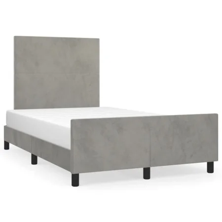 Bettgestell mit hellgrauem Samtkopfteil 120x190 cm von , Betten und Lattenroste - Ref: Foro24-3270566, Preis: 161,95 €, Rabat...