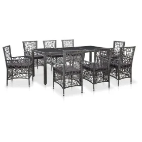 9-teiliges Garten-Esszimmerset aus synthetischem Rattangrau von vidaXL, Gartensets - Ref: Foro24-45992, Preis: 722,50 €, Raba...