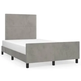 Bed frame with light gray velvet headboard 120x190 cm by , Beds and slatted bases - Ref: Foro24-3270572, Price: 159,16 €, Dis...