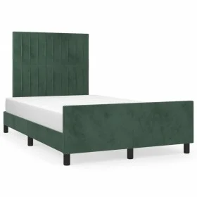 Dark green velvet bed frame with headboard 120x190 cm by , Beds and slatted bases - Ref: Foro24-3270593, Price: 170,11 €, Dis...