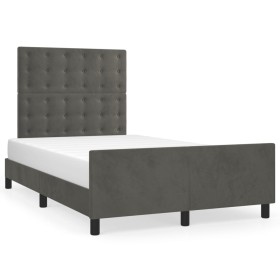 Dark gray velvet bed frame with headboard 120x190 cm by , Beds and slatted bases - Ref: Foro24-3270603, Price: 161,09 €, Disc...