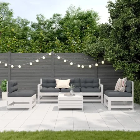 6-teiliges Gartenmöbel-Set mit Kissen aus massivem Weißkiefernholz von , Gartensets - Ref: Foro24-3250733, Preis: 509,26 €, R...