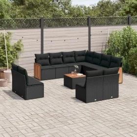Gartensofa-Set 12-teilig mit schwarzen synthetischen Rattankissen von , Gartensets - Ref: Foro24-3260172, Preis: 688,01 €, Ra...