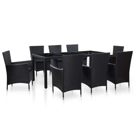 Juego de comedor de jardín 9 piezas ratán sintético negro de vidaXL, Conjuntos de jardín - Ref: Foro24-45976, Precio: 771,25 ...