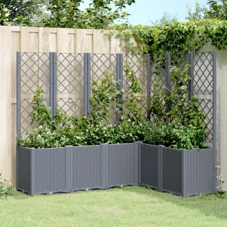 Planter with gray PP trellis 160x120x140 cm by , Pots and planters - Ref: Foro24-367876, Price: 236,03 €, Discount: %