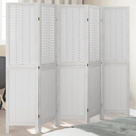 White Paulownia solid wood 5-panel dividing screen by , Room dividers - Ref: Foro24-358725, Price: 128,87 €, Discount: %