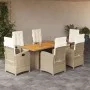 7-piece garden dining set with beige synthetic rattan cushions by , Garden sets - Ref: Foro24-3212284, Price: 1,00 €, Discoun...