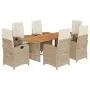7-piece garden dining set with beige synthetic rattan cushions by , Garden sets - Ref: Foro24-3212284, Price: 1,00 €, Discoun...