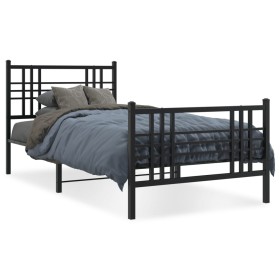 Estructura de cama con cabecero y estribo metal negro 100x190cm