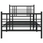 Bed frame with headboard and black metal footboard 100x190cm by , Beds and slatted bases - Ref: Foro24-376336, Price: 85,37 €...