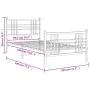 Bed frame with headboard and black metal footboard 100x190cm by , Beds and slatted bases - Ref: Foro24-376336, Price: 85,37 €...