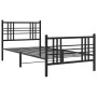 Bed frame with headboard and black metal footboard 90x190 cm by , Beds and slatted bases - Ref: Foro24-376334, Price: 81,43 €...