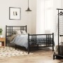 Bed frame with headboard and black metal footboard 90x190 cm by , Beds and slatted bases - Ref: Foro24-376334, Price: 82,92 €...