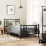 Bed frame with headboard and black metal footboard 90x190 cm by , Beds and slatted bases - Ref: Foro24-376334, Price: 81,43 €...