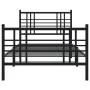 Bed frame with headboard and black metal footboard 90x190 cm by , Beds and slatted bases - Ref: Foro24-376334, Price: 81,43 €...