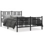 Black metal headboard and footboard bed frame 140x200 cm by , Beds and slatted bases - Ref: Foro24-376343, Price: 132,23 €, D...