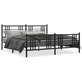 Estructura de cama cabecero y estribo metal negro 193x203 cm de , Camas y somieres - Ref: Foro24-376348, Precio: 144,62 €, De...