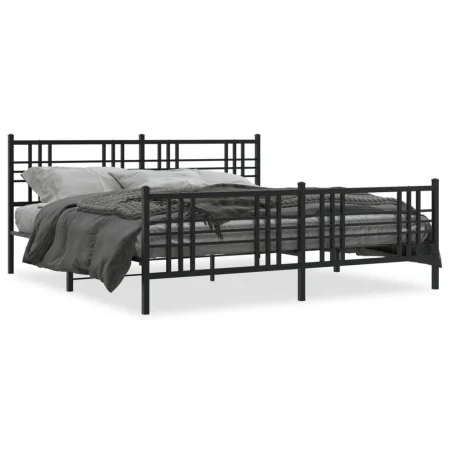 Estructura de cama cabecero y estribo metal negro 193x203 cm de , Camas y somieres - Ref: Foro24-376348, Precio: 142,27 €, De...