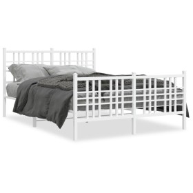 Estructura cama metal con cabecero y estribo blanco 120x190 cm