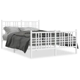 Metal bed frame with headboard and white footboard 120x190 cm by , Beds and slatted bases - Ref: Foro24-376388, Price: 100,15...