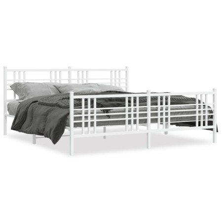 Metallbettgestell mit Kopf- und Fußteil weiß 193x203 cm von , Betten und Lattenroste - Ref: Foro24-376397, Preis: 144,62 €, R...
