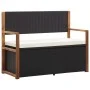 Aufbewahrungsbank aus synthetischem Rattan und Akazienholz in Schwarz, 115 cm. von vidaXL, Gartenbänke - Ref: Foro24-46010, P...