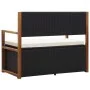 Aufbewahrungsbank aus synthetischem Rattan und Akazienholz in Schwarz, 115 cm. von vidaXL, Gartenbänke - Ref: Foro24-46010, P...