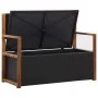 Aufbewahrungsbank aus synthetischem Rattan und Akazienholz in Schwarz, 115 cm. von vidaXL, Gartenbänke - Ref: Foro24-46010, P...