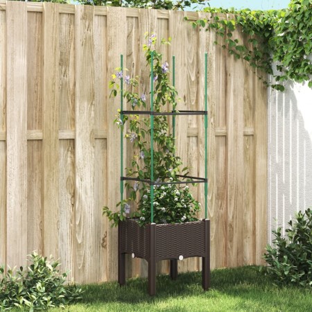 Jardinera con enrejado PP marrón 40x40x142,5 cm de , Maceteros y jardineras - Ref: Foro24-367950, Precio: 32,09 €, Descuento: %