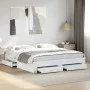 White engineered wood bed frame with drawers 200x200 cm by , Beds and slatted bases - Ref: Foro24-3280356, Price: 254,87 €, D...