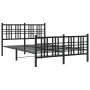 Bed frame with headboard and black metal footboard 137x190 cm by , Beds and slatted bases - Ref: Foro24-376341, Price: 108,27...