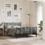 Bed frame with headboard and black metal footboard 137x190 cm by , Beds and slatted bases - Ref: Foro24-376341, Price: 109,77...