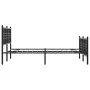 Bed frame with headboard and black metal footboard 137x190 cm by , Beds and slatted bases - Ref: Foro24-376341, Price: 108,27...