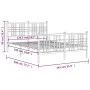 Bed frame with headboard and black metal footboard 137x190 cm by , Beds and slatted bases - Ref: Foro24-376341, Price: 108,27...