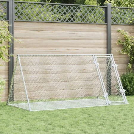 Rabbit cage silver galvanized steel 200x105x91 cm by , Cages and habitats for small animals - Ref: Foro24-3281530, Price: 74,...