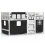 Cama alta niños con cortinas madera pino blanco negro 80x200 cm de , Camas y somieres - Ref: Foro24-3283811, Precio: 174,48 €...