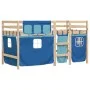 High bed for children with blue pine wood curtains 90x200 cm by , Beds and slatted bases - Ref: Foro24-3283818, Price: 189,50...