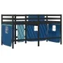 Cama alta para niños con cortinas madera pino azul 90x200 cm de , Camas y somieres - Ref: Foro24-3283824, Precio: 190,61 €, D...