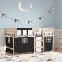 Children's loft bed with black white pine wood curtains 90x190 cm by , Beds and slatted bases - Ref: Foro24-3283826, Price: 1...