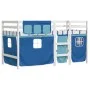 Cama alta para niños con cortinas madera pino azul 90x190 cm de , Camas y somieres - Ref: Foro24-3283830, Precio: 202,25 €, D...