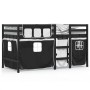 Cama alta niños con cortinas madera pino blanco negro 90x190 cm de , Camas y somieres - Ref: Foro24-3283832, Precio: 200,18 €