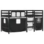 Cama alta niños con cortinas madera pino blanco negro 90x190 cm de , Camas y somieres - Ref: Foro24-3283832, Precio: 196,99 €...