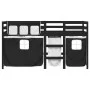 Cama alta niños con cortinas madera pino blanco negro 90x190 cm de , Camas y somieres - Ref: Foro24-3283832, Precio: 196,99 €...