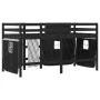 Cama alta niños con cortinas madera pino blanco negro 90x190 cm de , Camas y somieres - Ref: Foro24-3283832, Precio: 196,99 €...